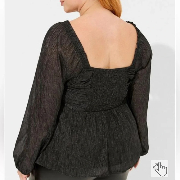 Torrid Black Peplum Keyhole Smocked Blouse, Women’s Size Large - Picture 10 of 10